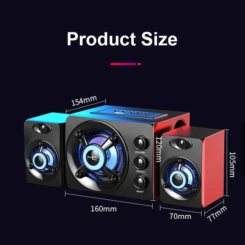 HiFi 3D Bluetooth Stereo Soundbar With LED Lights And USB AUX