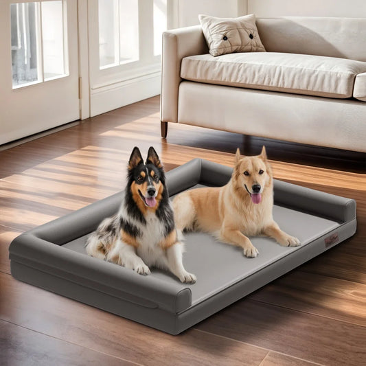 Borwart Extra Large Orthopedic Dog Bed Bolster With Removable Cover