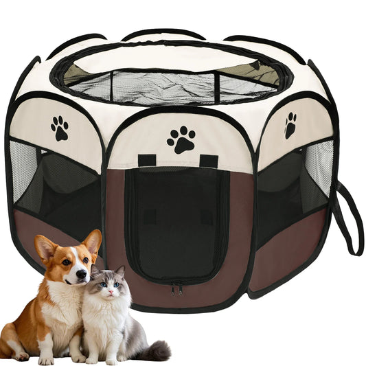 Foldable Pet Playpen For Dogs And Cats With Octagonal Design