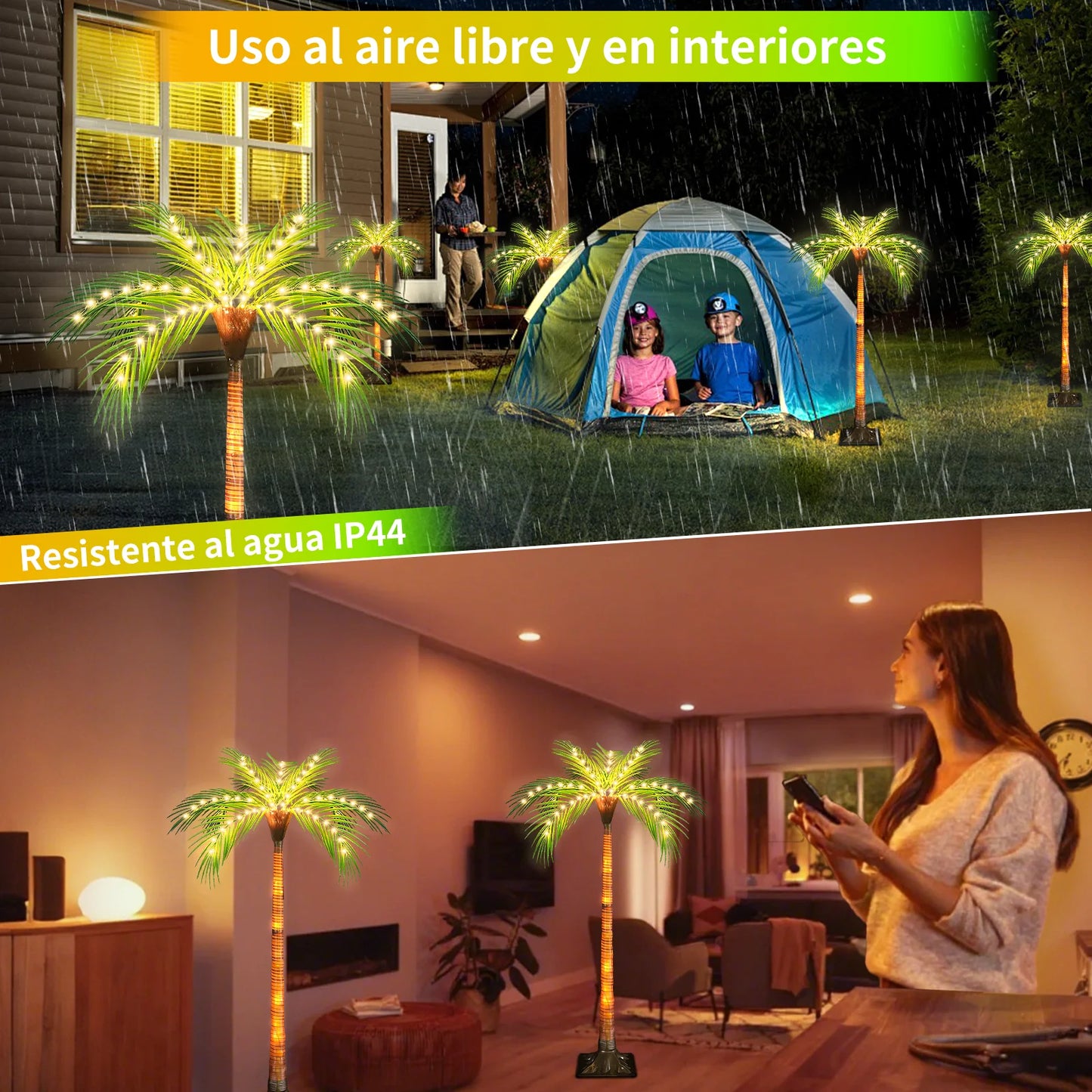Solar Powered Artificial Palm Tree LED Lights for Garden Patio Decoration