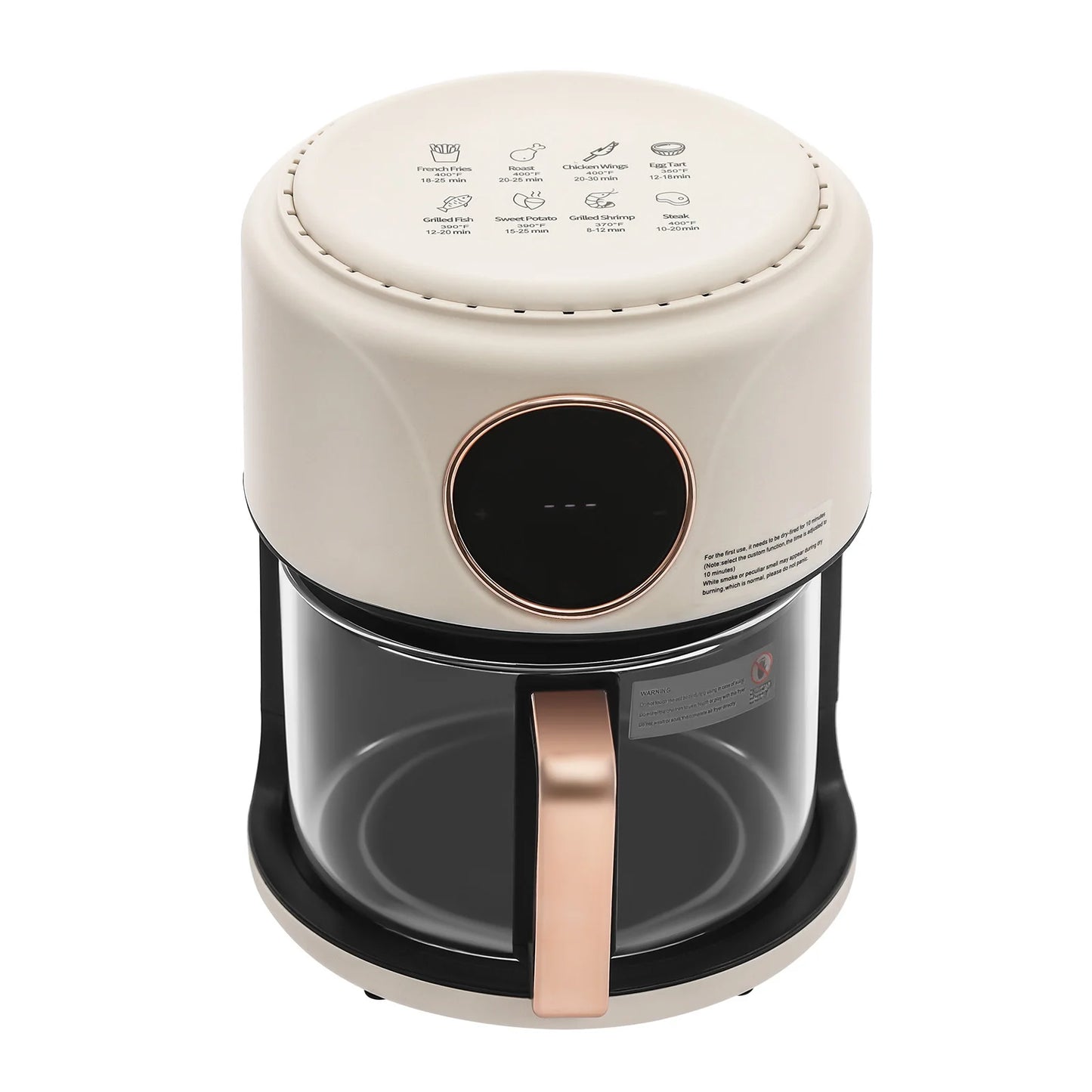 Glass Air Fryer 360 Viewable Touch Screen 1200W 110V