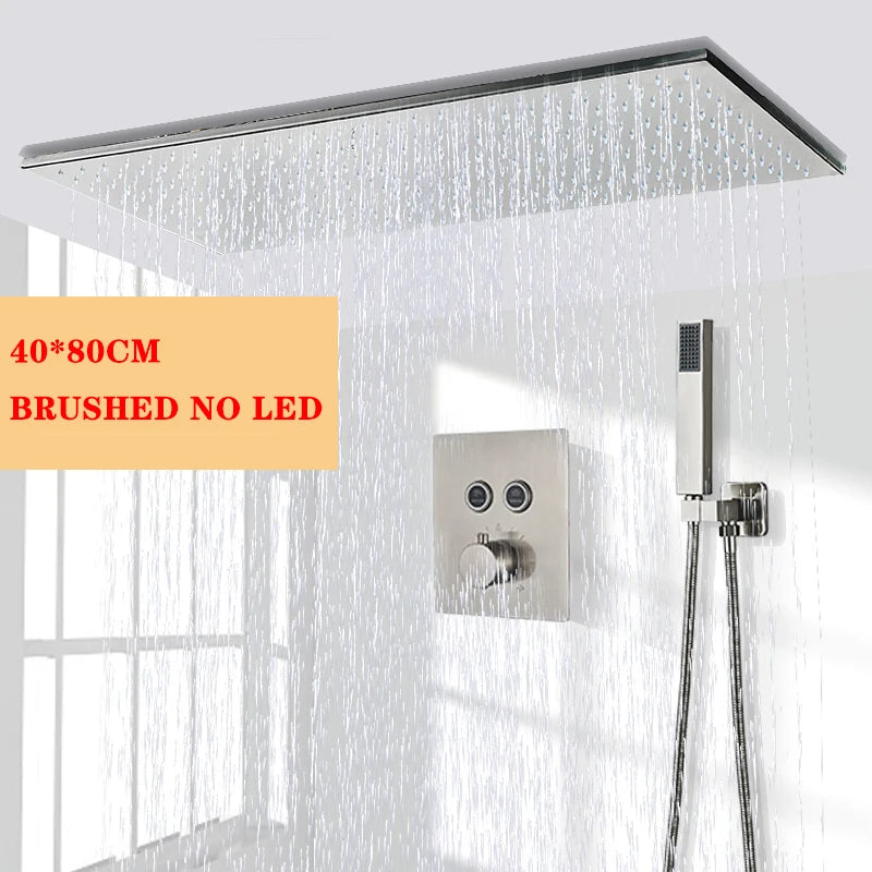 Wanmivezlo LED Brass Shower Head Wall Mounted Rainfall Light