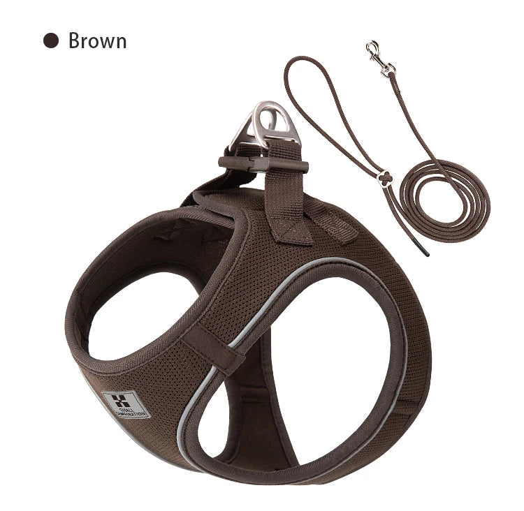 Small Combination Reflective Dog Harness Leash Set Adjustable