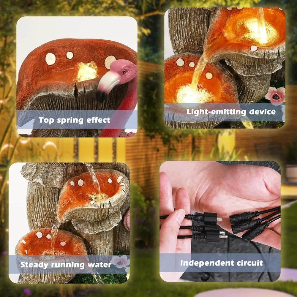 USSerenaY Flamingo Garden Water Fountain With LED Lights