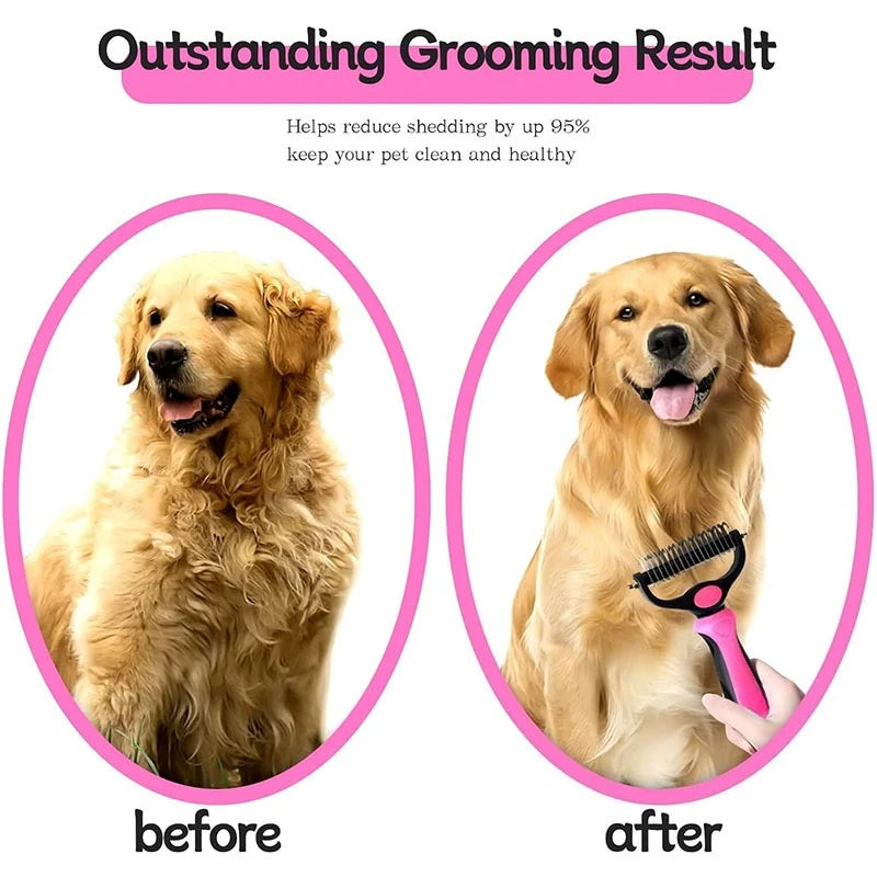 Pet Deshedding Brush Cat Comb Self Cleaning Grooming Tool