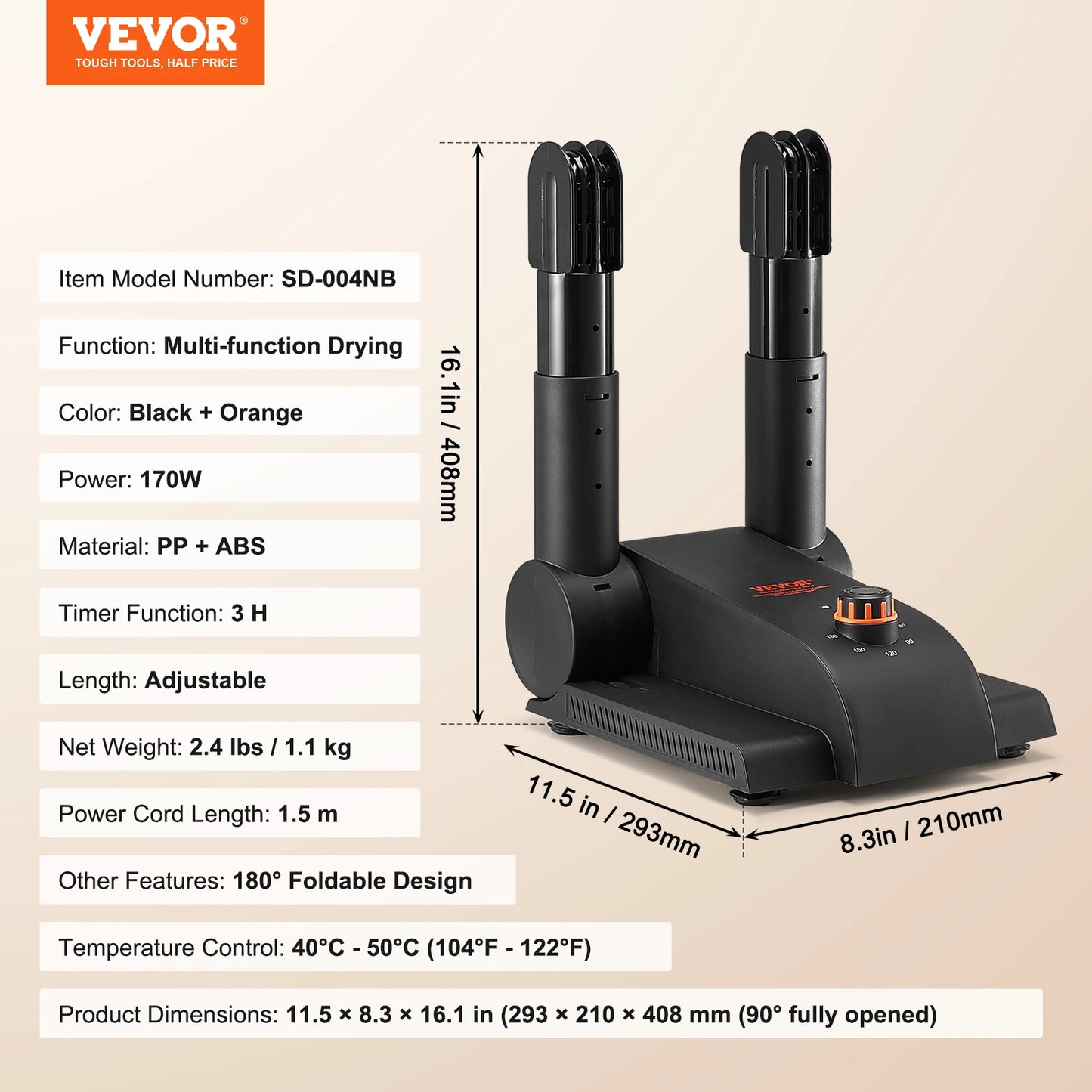 VEVOR Shoe Dryer With Timer And Blower
