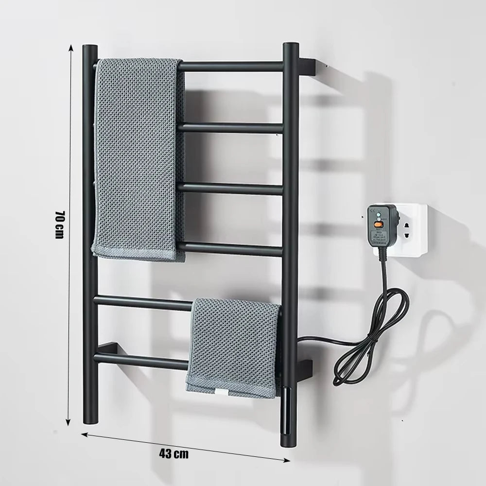 Electric Towel Dryer Black/White Bathroom Electric Rack Digital Display Temperature Time Control Towel Warmer Rail