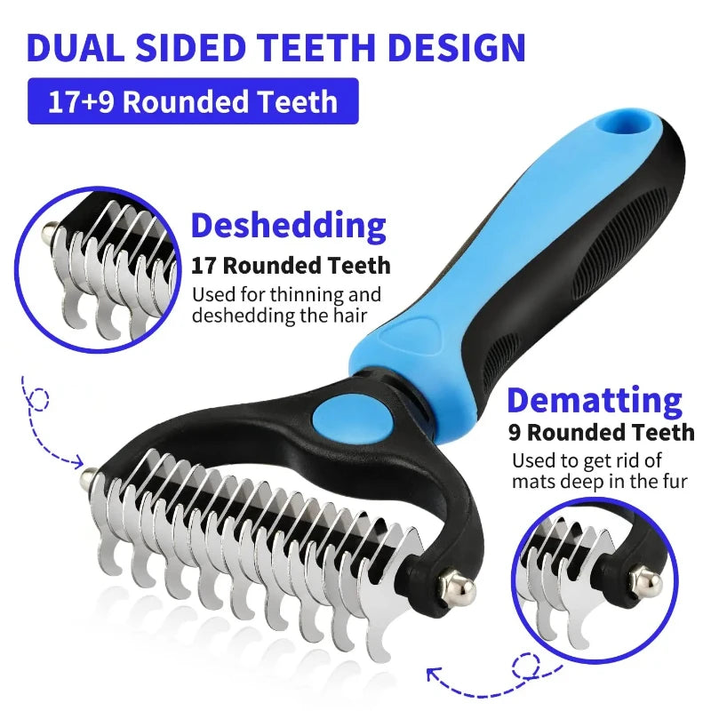 Pet Deshedding Brush Cat Comb Self Cleaning Grooming Tool