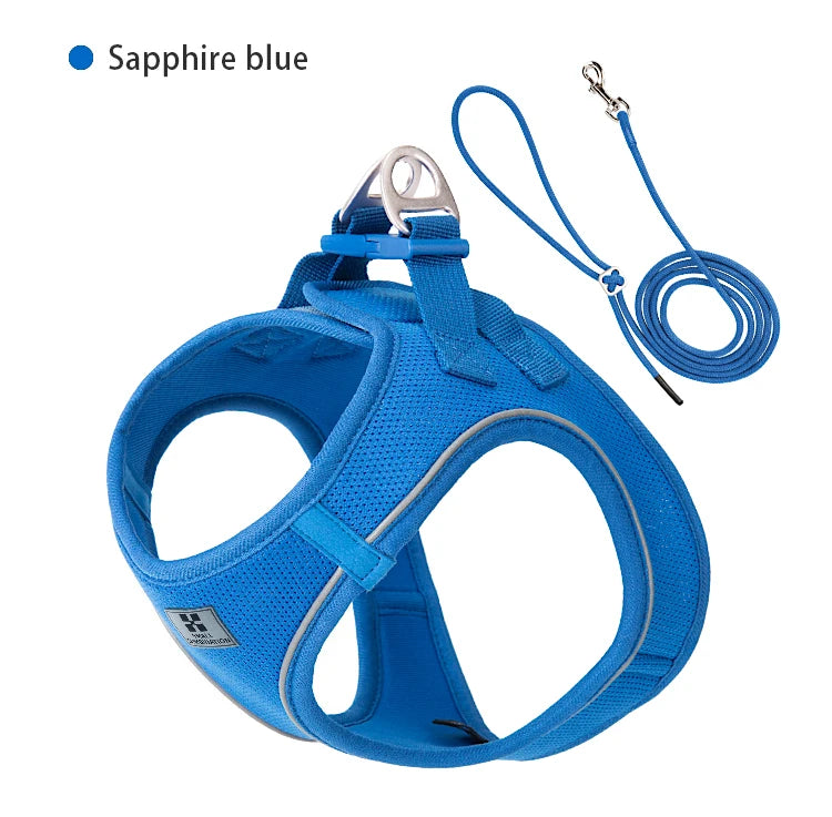 Small Combination Reflective Dog Harness Leash Set Adjustable