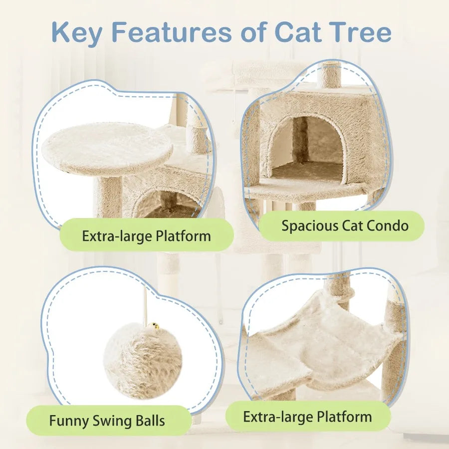 Cat Tower With Large Condo And Climbing Ladder For Cats