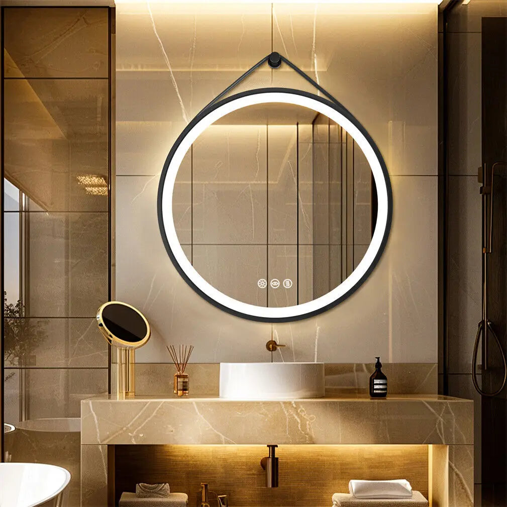 BORWART LED Round Bathroom Mirror Illuminated Anti Fog