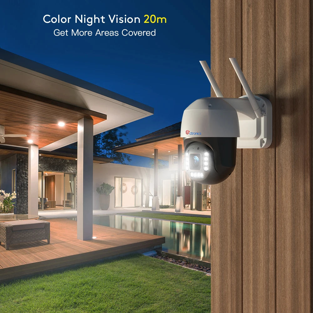 Ctronics 4K Outdoor Surveillance Camera With 5G WiFi Auto Tracking
