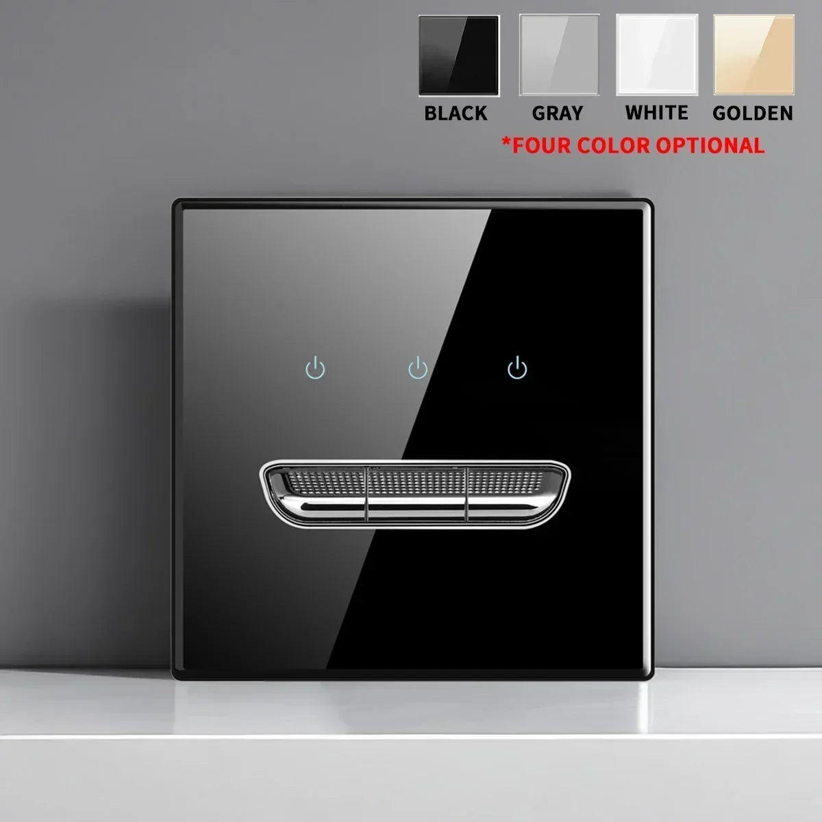 EU UK Crystal Tempered Glass Switch Panel LED Indicator