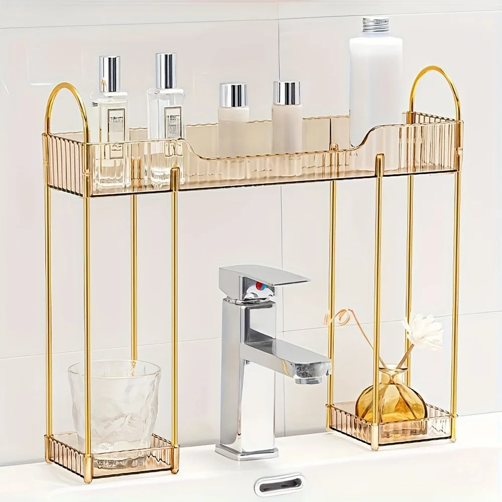 Two-Tier Bathroom Organizer For Countertop Cosmetics And Toiletries