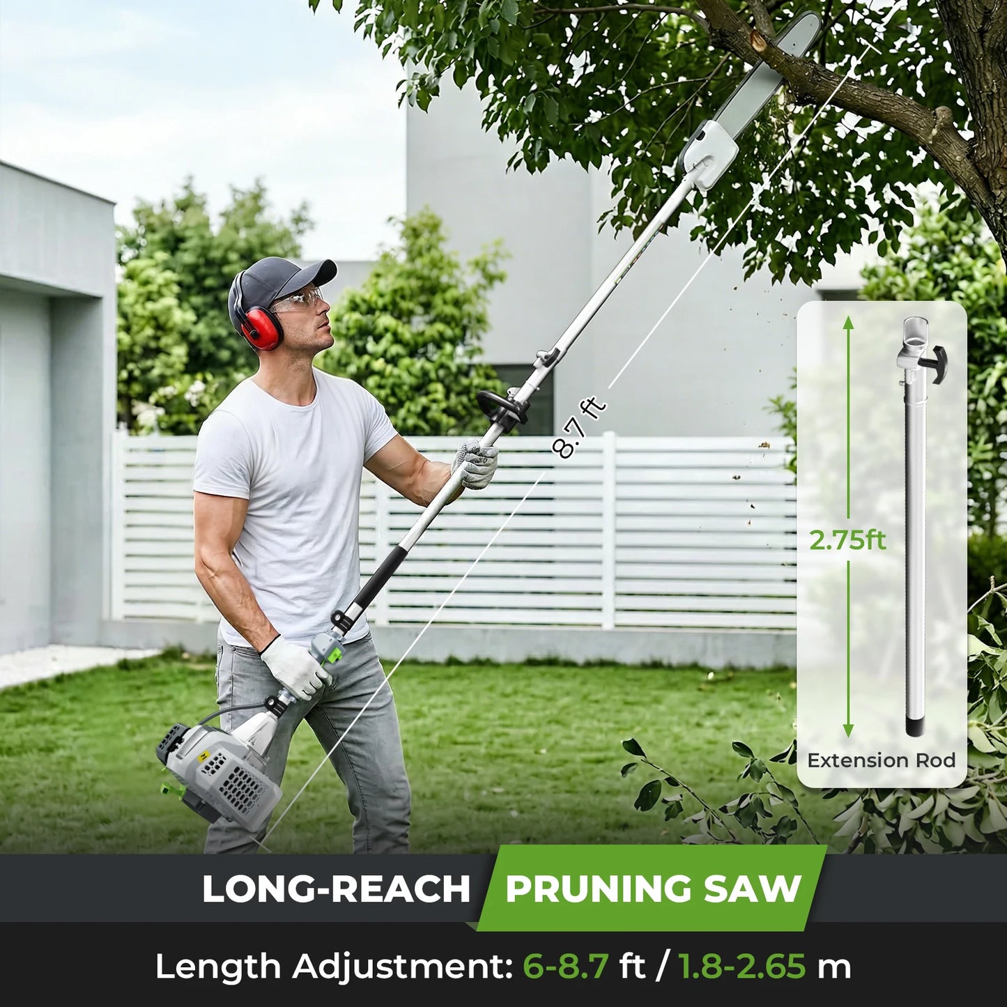 6-In-1 Gas Powered Weed Wacker Trimmer Pole Saw