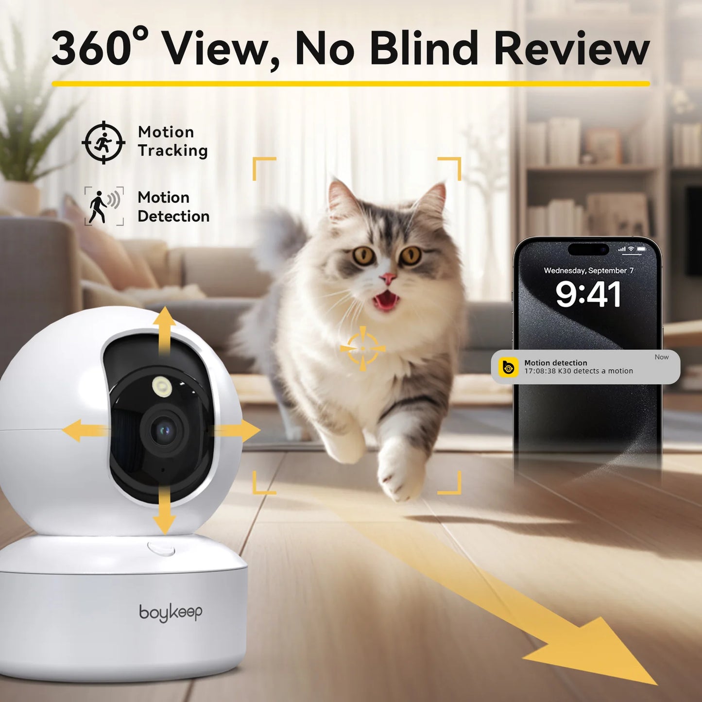 BoyKeep 2K Smart WiFi Indoor Security Camera with PTZ