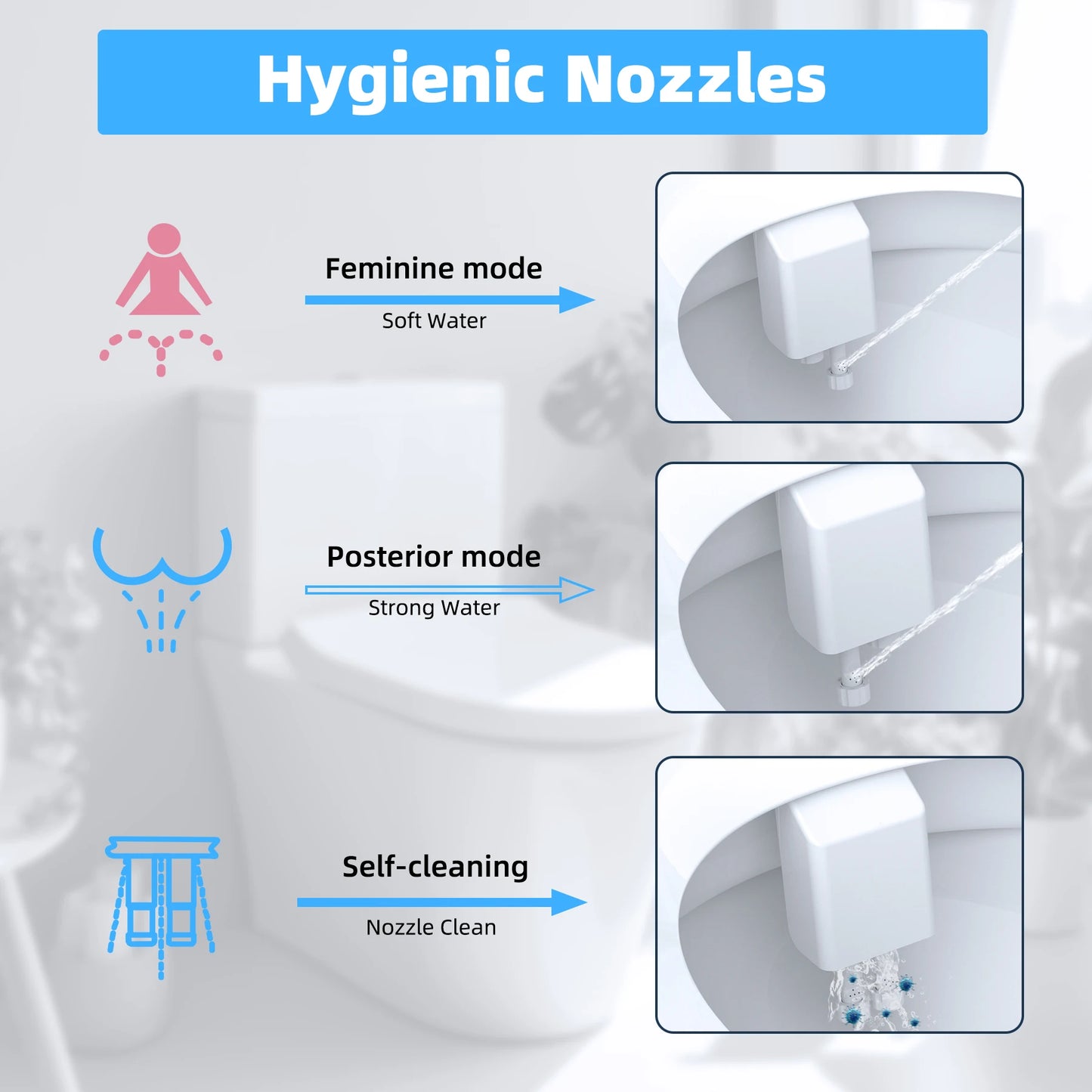 Hibbent Bidet Attachment For Toilet Dual Nozzle Hot Cold Water