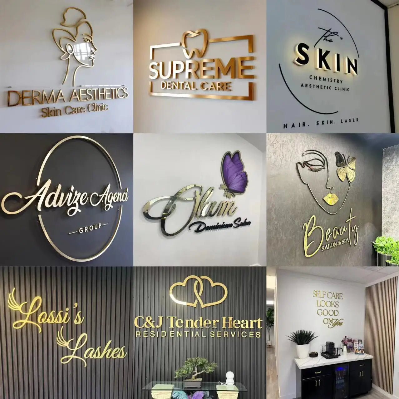 Custom Business Logo Metal Sign For Spa And Salon Decor