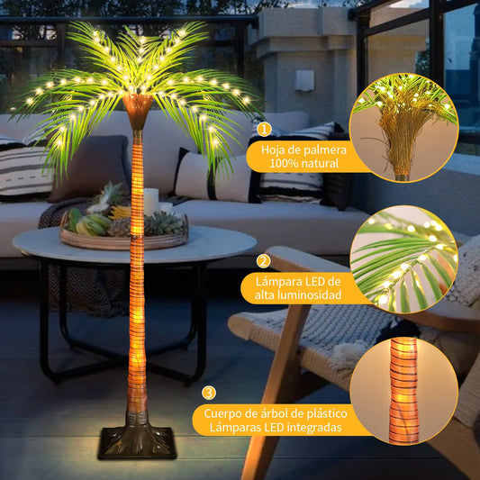 Solar Powered Artificial Palm Tree LED Lights for Garden Patio Decoration