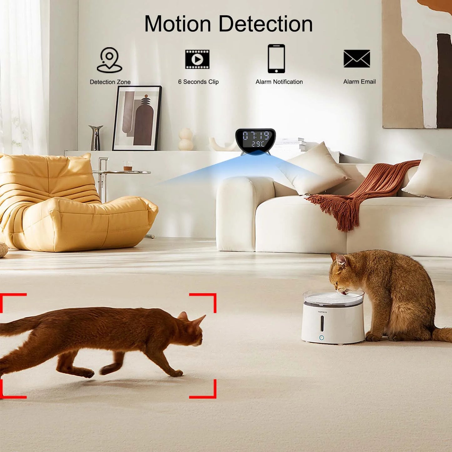 Ouvis 4K WiFi Clock Camera With Wireless Charging Remote Viewing