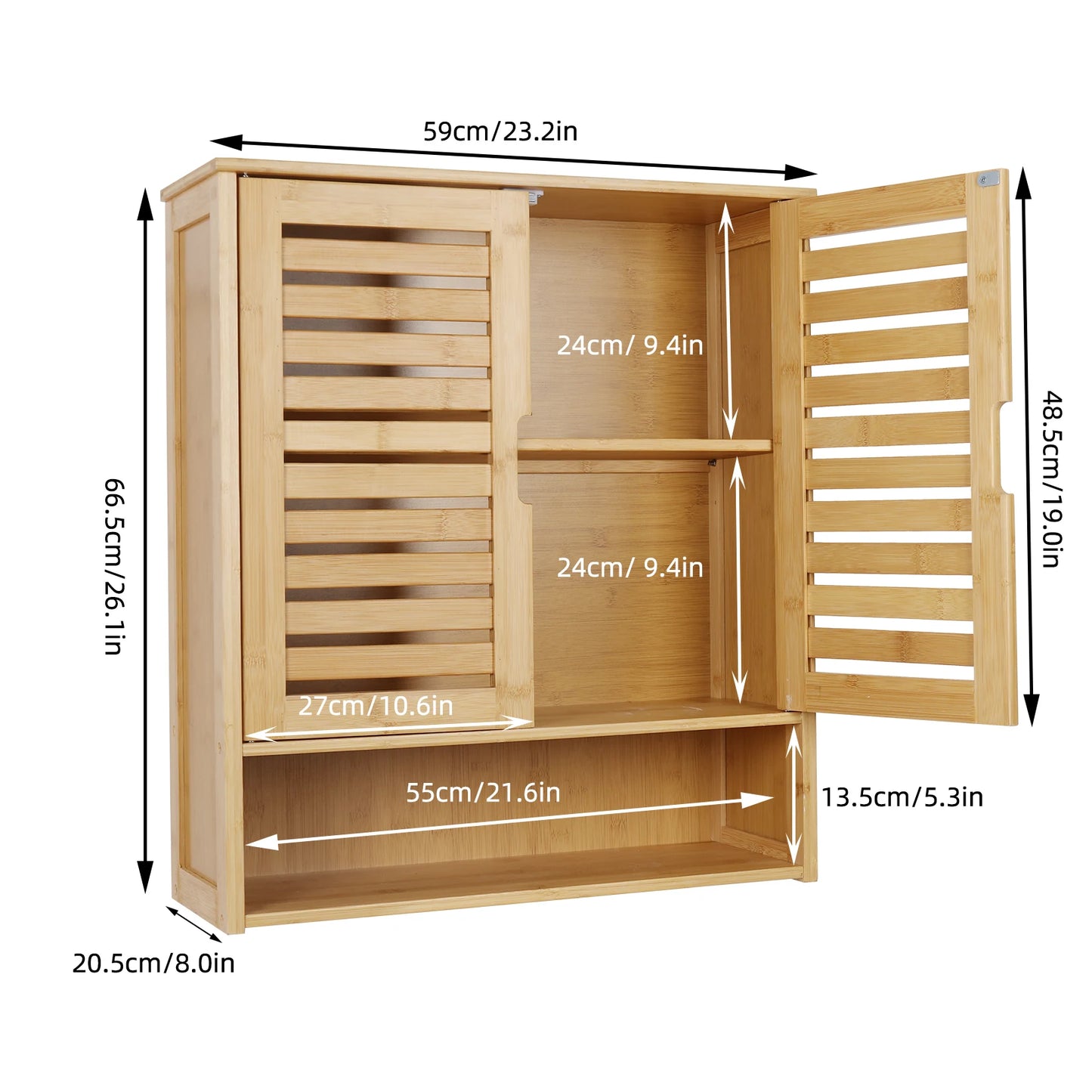 Wall Mounted Bamboo Bathroom Cabinet Storage Shelf Medicine Cupboard Organizer Rack for Bathrooms