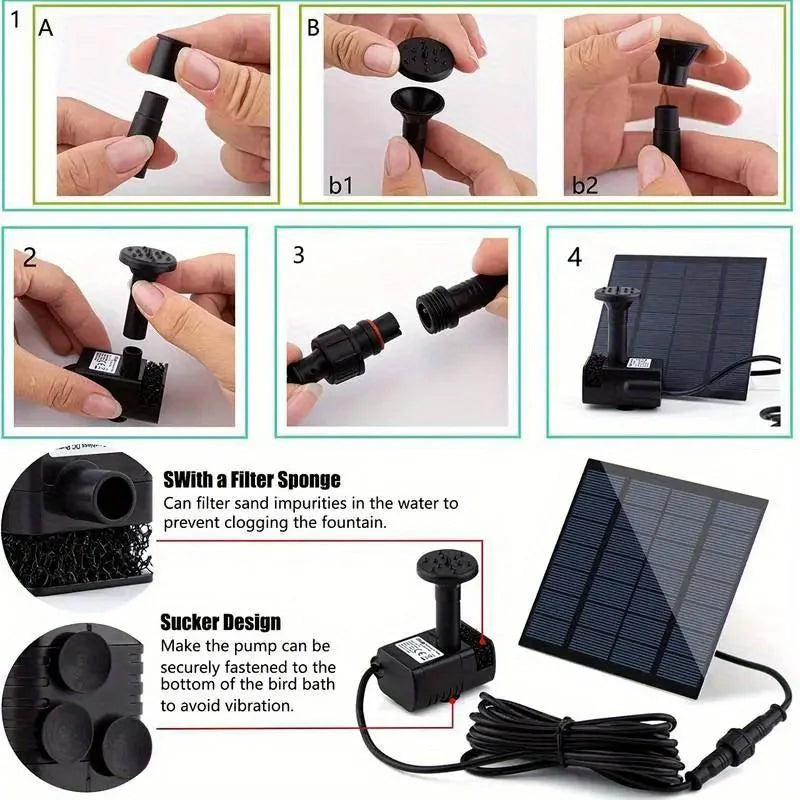 Floating Solar Fountain Pump With 6 Nozzles For Outdoor Ponds