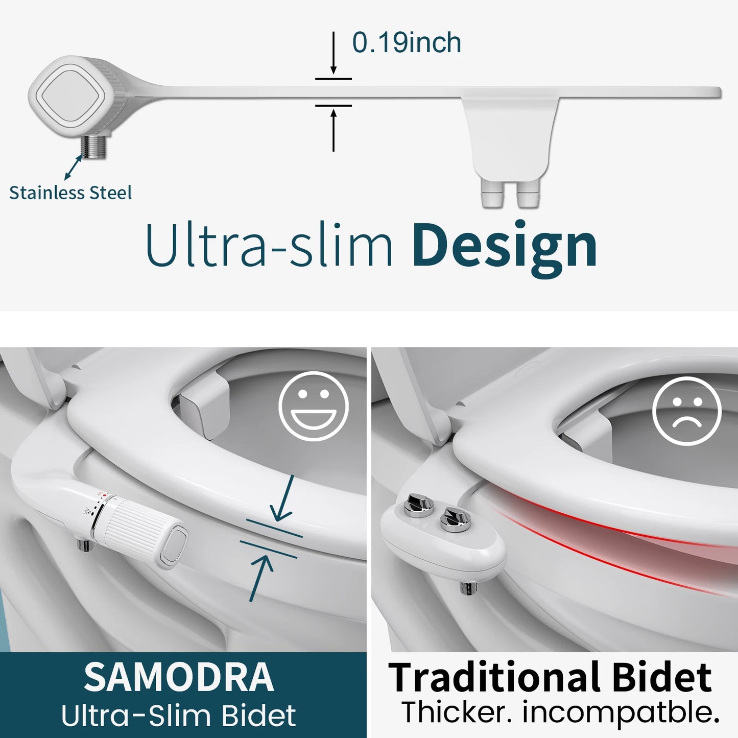 SAMODRA Dual Nozzle Bidet Attachment With Adjustable Water Pressure