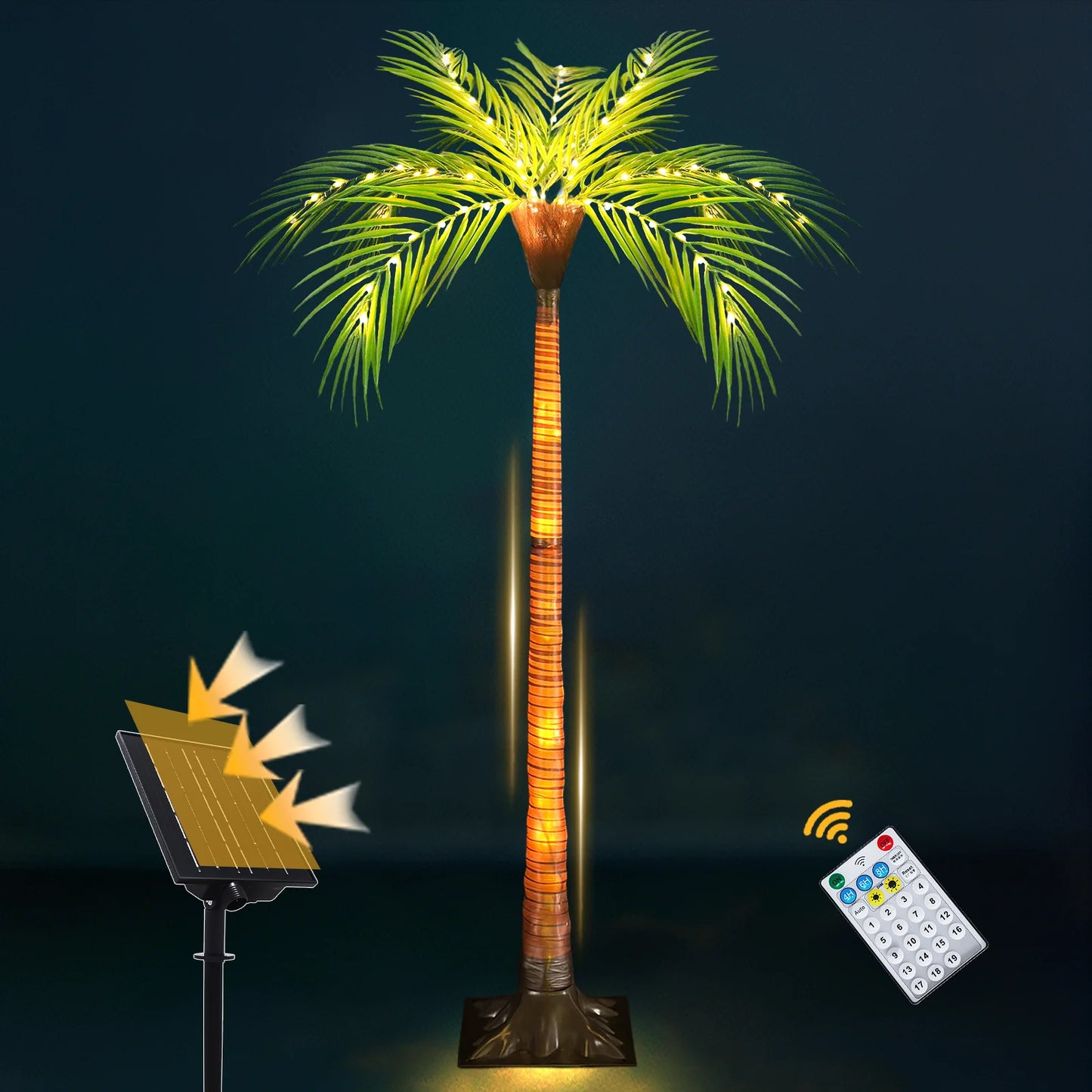 Solar Powered Artificial Palm Tree LED Lights for Garden Patio Decoration