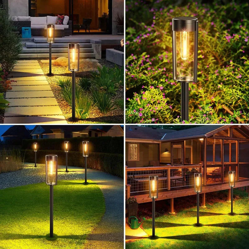 DOUWENXI Solar Pathway Lights Outdoor Garden Waterproof Lamps Decor