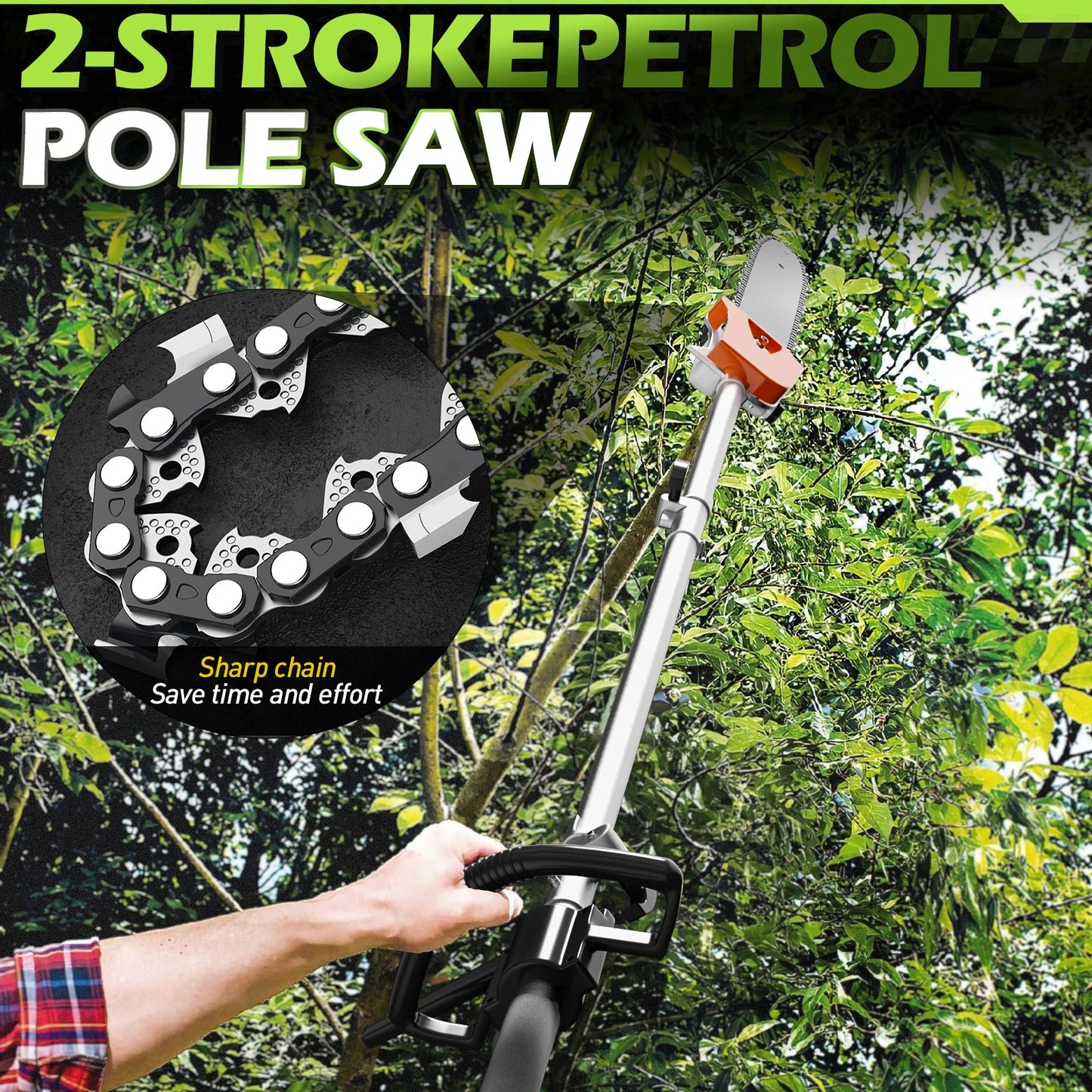 6 In 1 Gas Hedge Trimmer Pole Saw Weed Eater Cutter