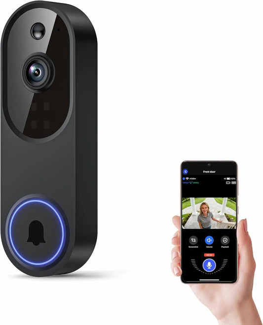 Wireless WiFi Doorbell Camera With Two Way Audio AI Motion Night Vision Storage
