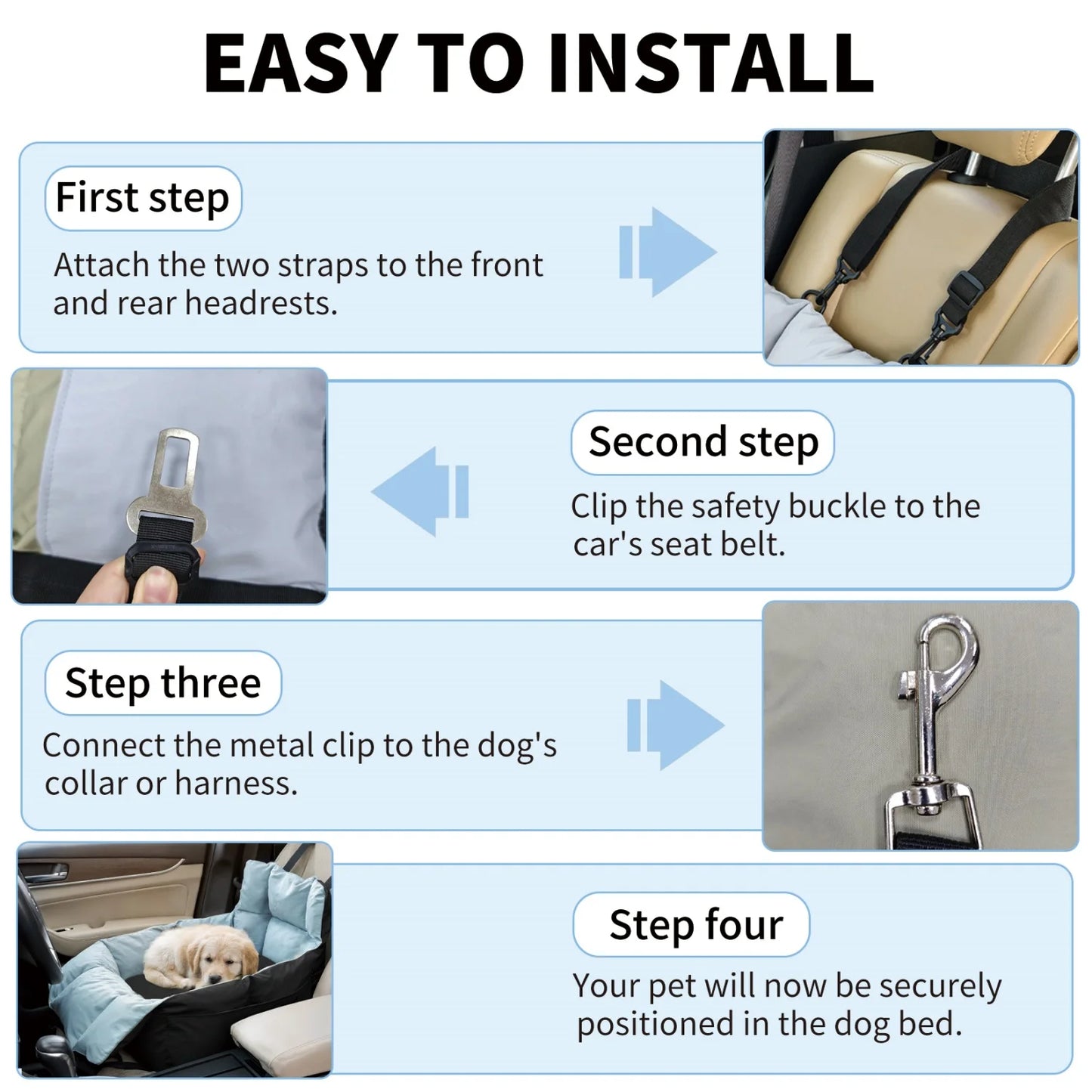 BINGOPAW Dog Car Seat Booster Carrier For Safe Travel