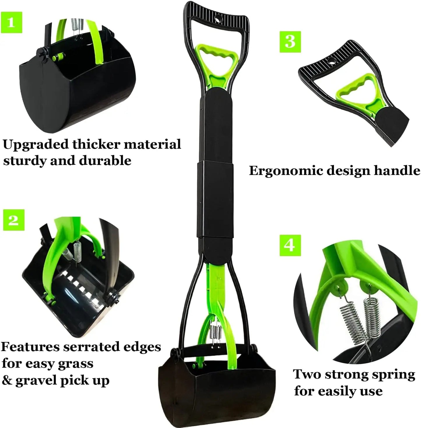 Dog Pooper Scooper With Teeth For Easy Grass And Gravel Pickup