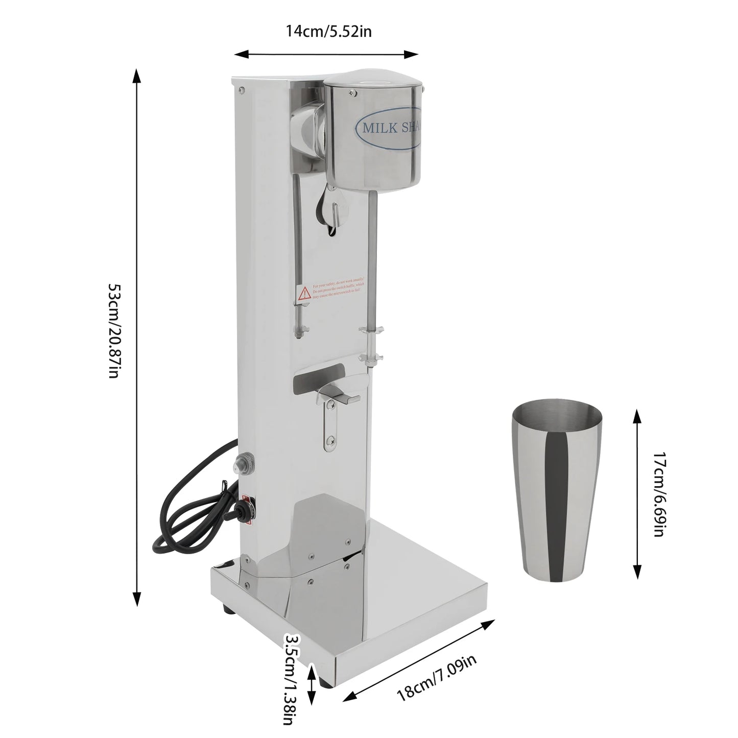 Bymaocar Electric Milkshake Maker Stainless Steel Blender 110V 180W