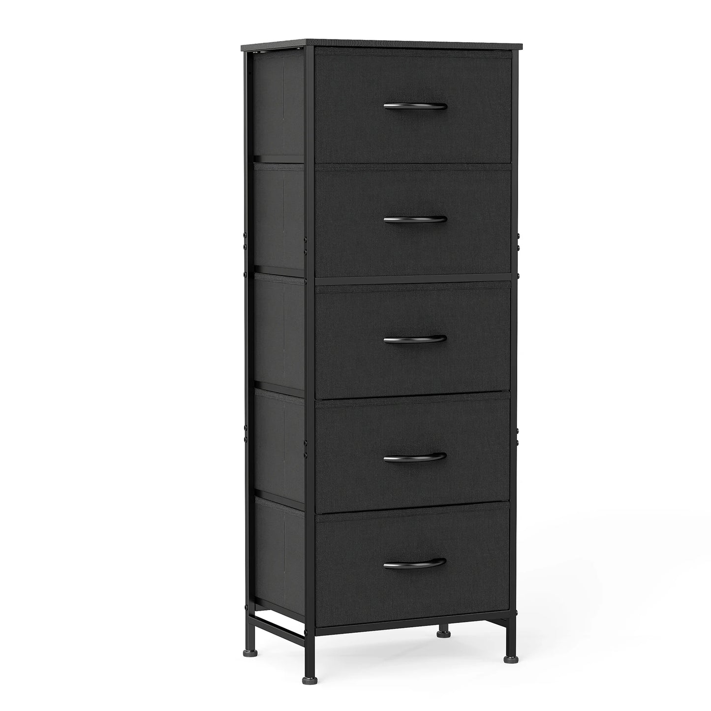 JHK Dresser With Five Fabric Drawers And Steel Frame
