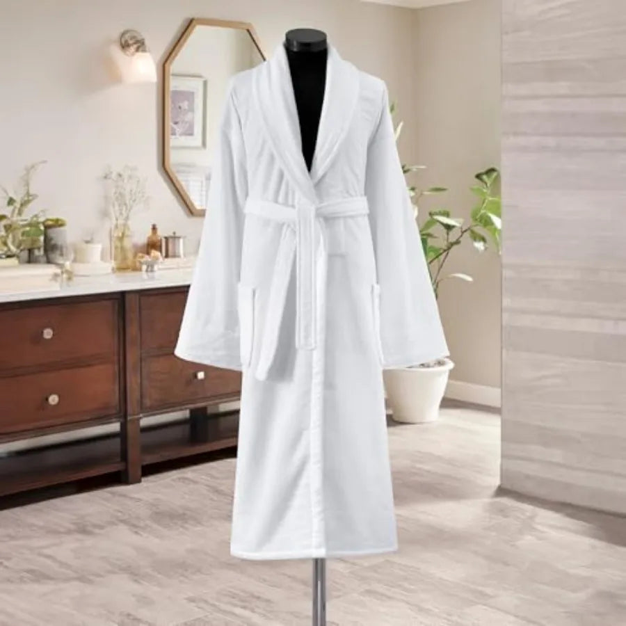 Unisex Luxury Plush Velour Cotton Bathrobe Ultra Soft