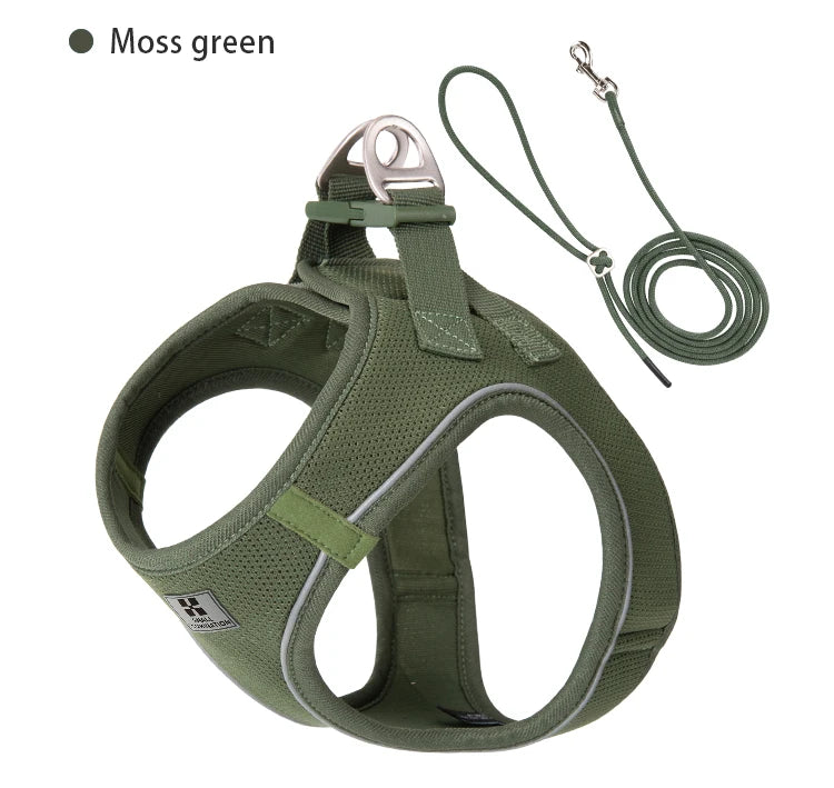 Small Combination Reflective Dog Harness Leash Set Adjustable