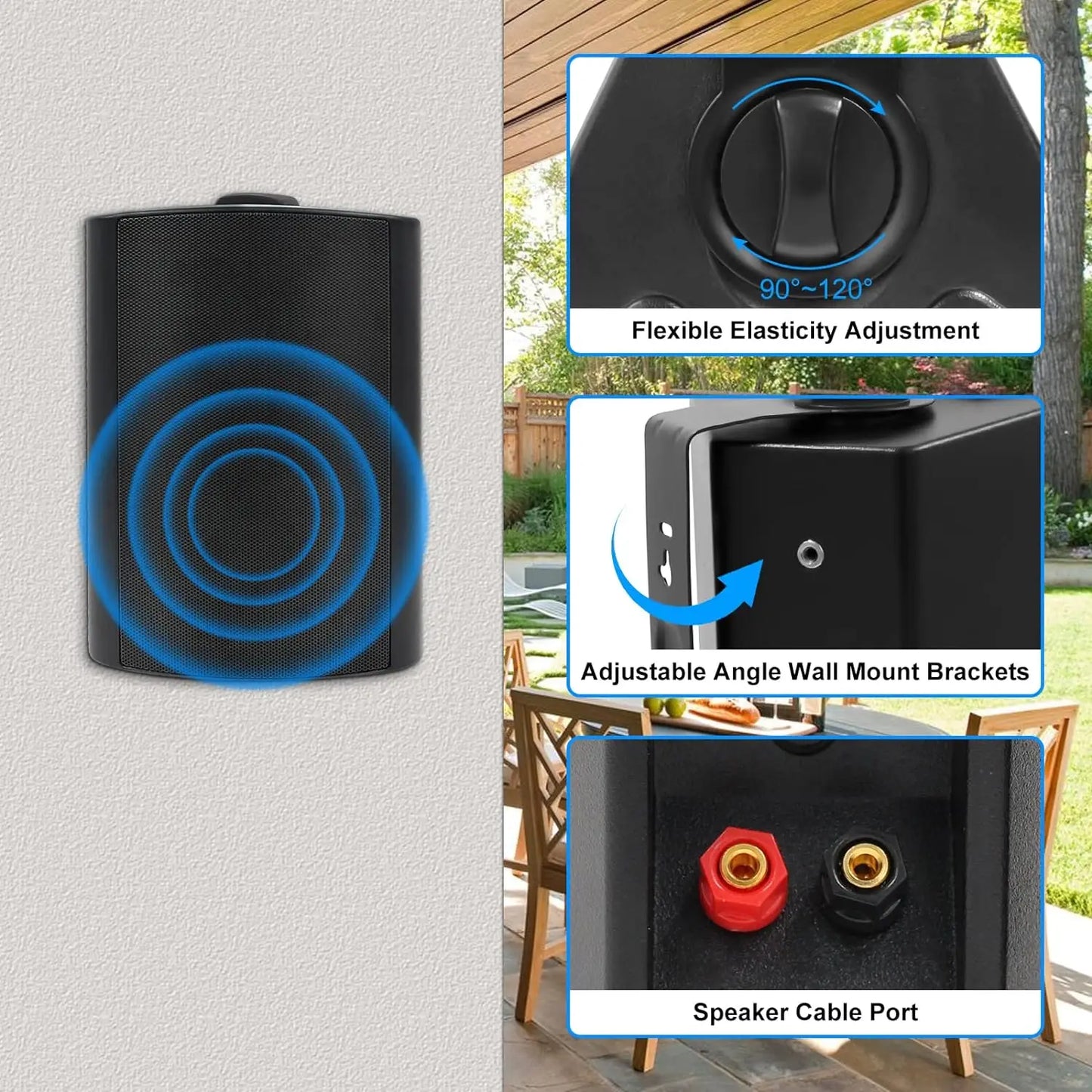 Herdio 600W Passive Indoor Outdoor Waterproof Wall Mount Speakers
