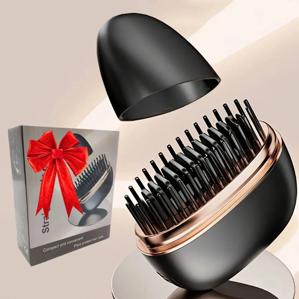 Mini Rechargeable Hair Straightener Brush: 3-Speed Temp Control, Anti-Scald Shell, Lightweight & Portable for Travel