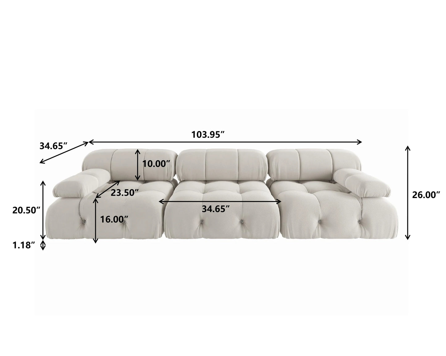 Sdorens Velvet Convertible Sectional Sofa Set Modern Minimalist