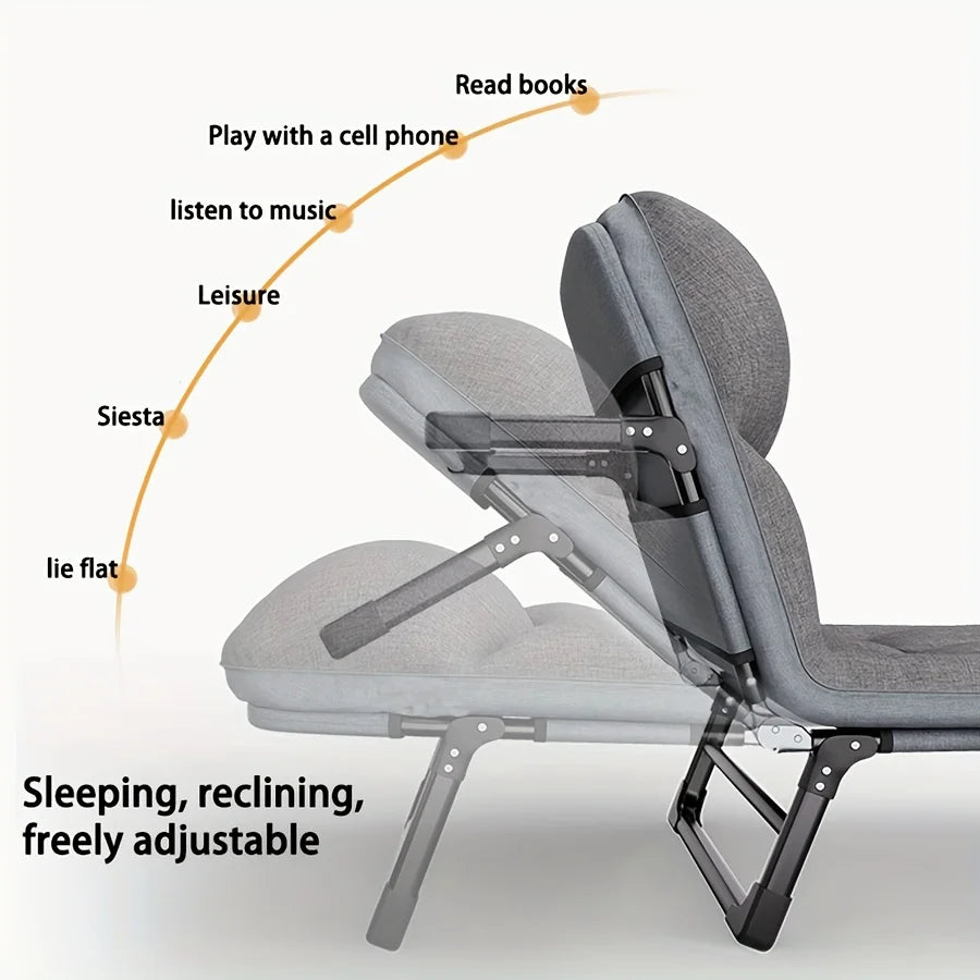Heavy-Duty Adjustable Portable Folding Bed With Pillow 550 Lb Capacity