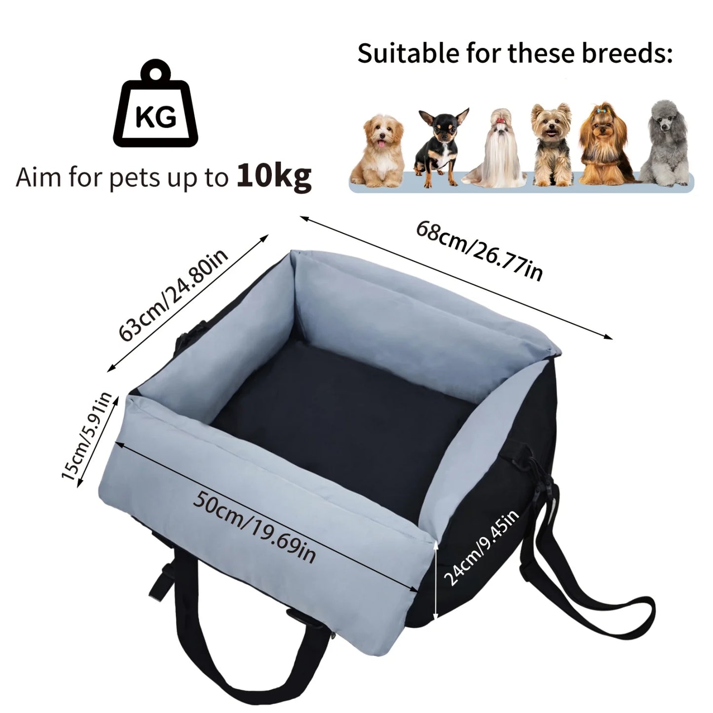 BINGOPAW Dog Car Seat Booster Carrier For Safe Travel