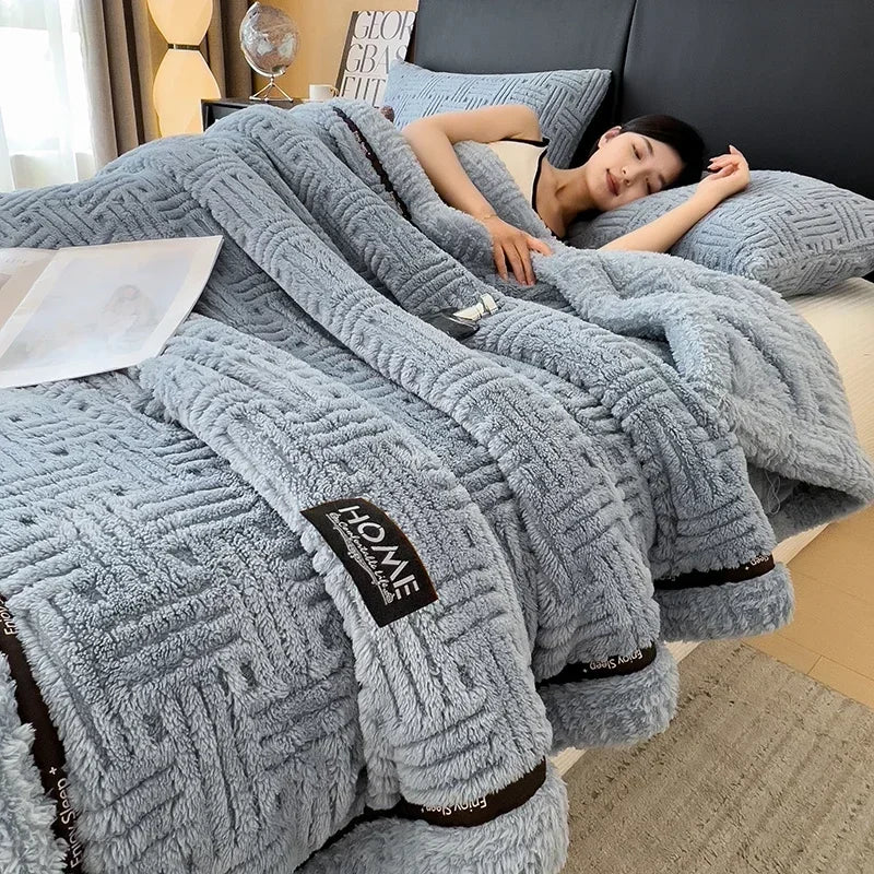 LUXO Fleece Blanket Knit For Spring And Autumn Baby And Family Warm Breathable