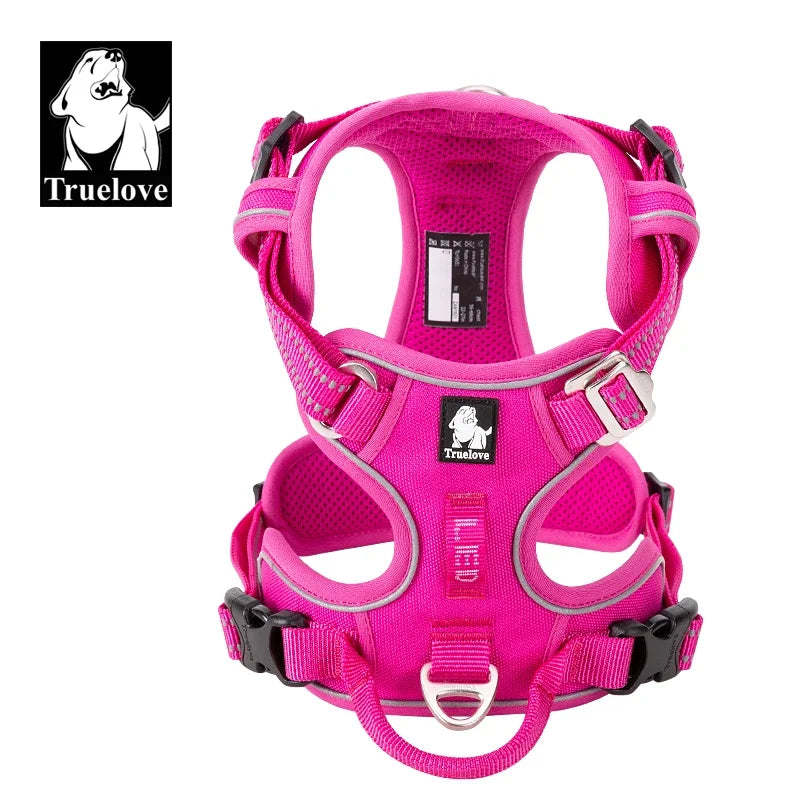 TRUELOVE Reflective Nylon Dog Harness No Pull Adjustable for Outdoor