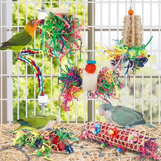 Bird Chew Toys For Parrots Foraging Paper Balls Cage Hanging