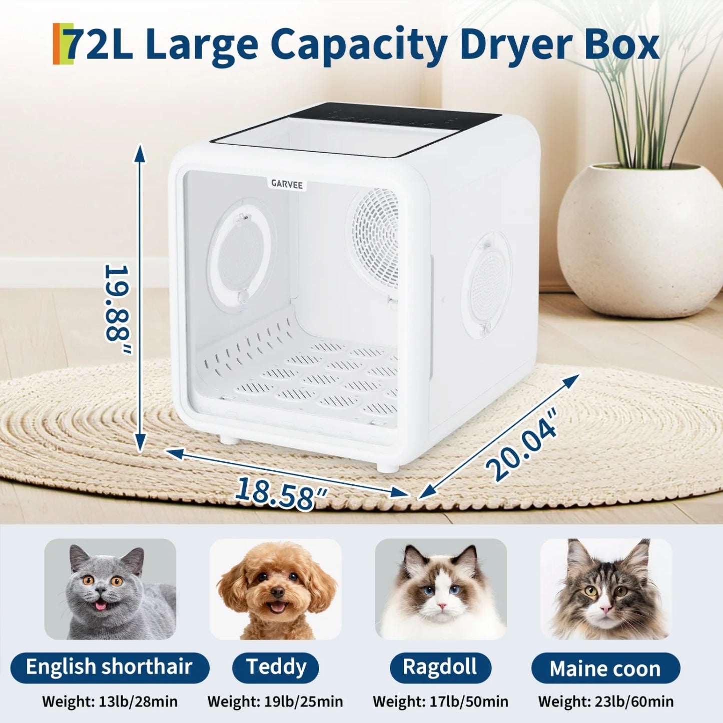 HiMISS Automatic Pet Drying Box With 360 Degree Air Circulation