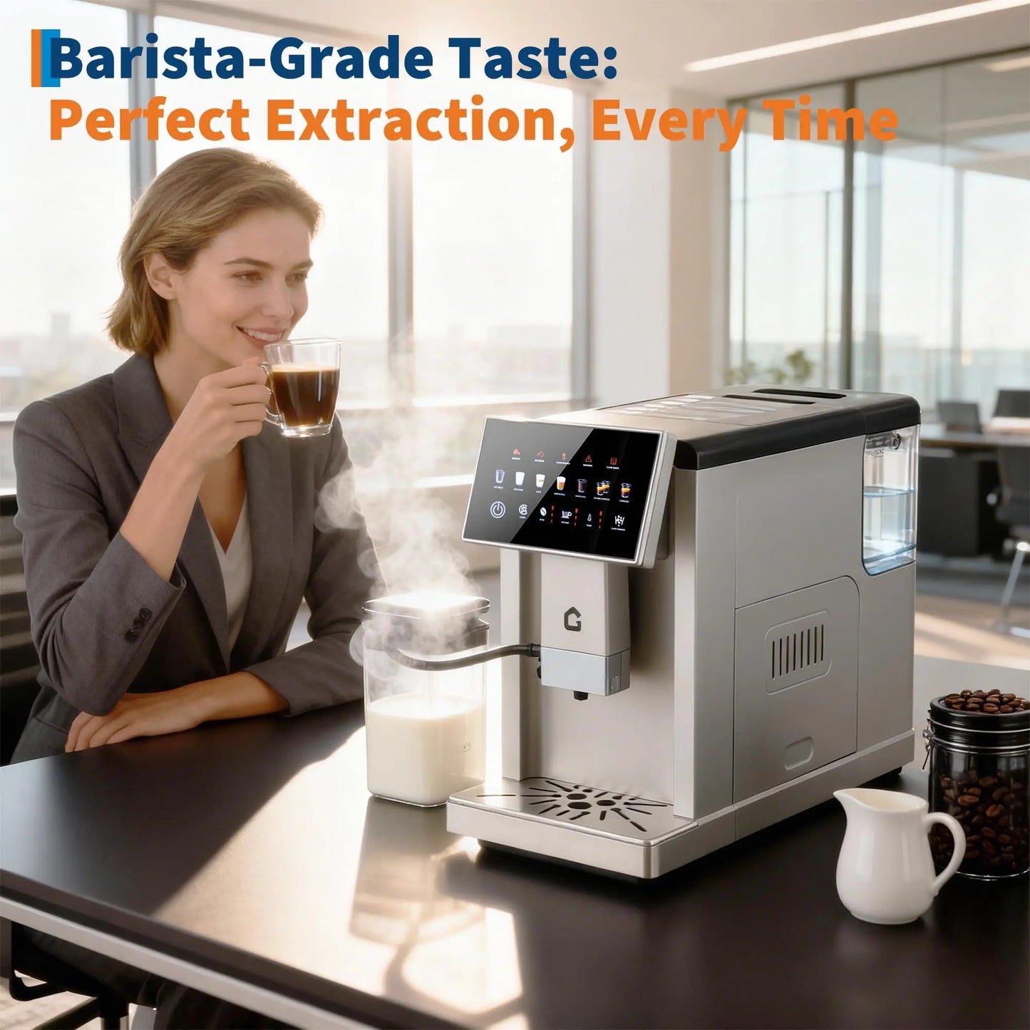 Adoolla 3rd-Gen Automatic Espresso Machine With Milk Frother