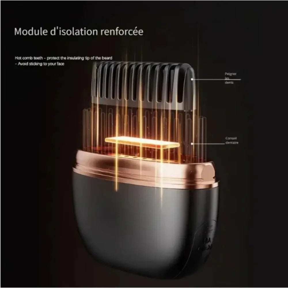 Mini Rechargeable Hair Straightener Brush: 3-Speed Temp Control, Anti-Scald Shell, Lightweight & Portable for Travel