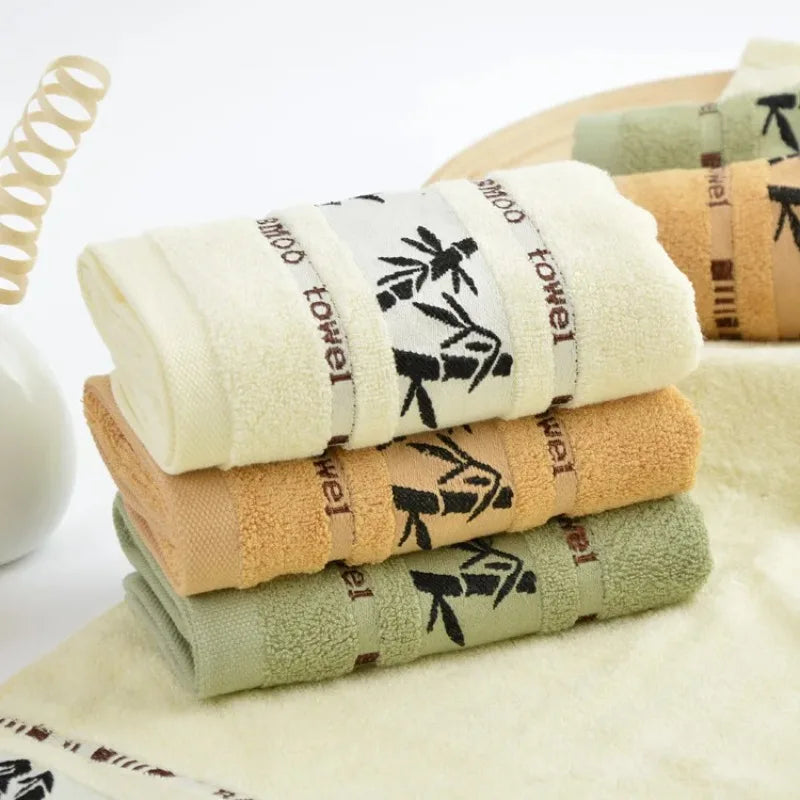 3pcs/set Bamboo Fiber Towel Soft Absorbent Quick-Dry Household Bathroom Towel Comfortable Face Body Towel for Daily Use