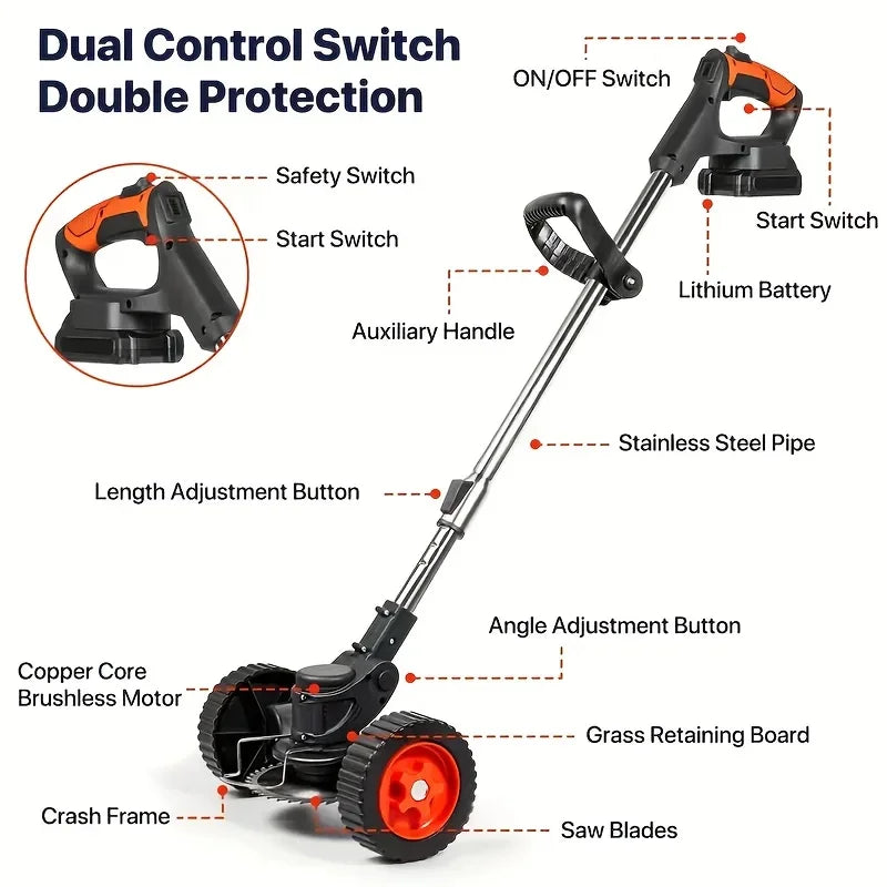 Wireless Portable Weed Trimmer With Dual Batteries For Lawn Care